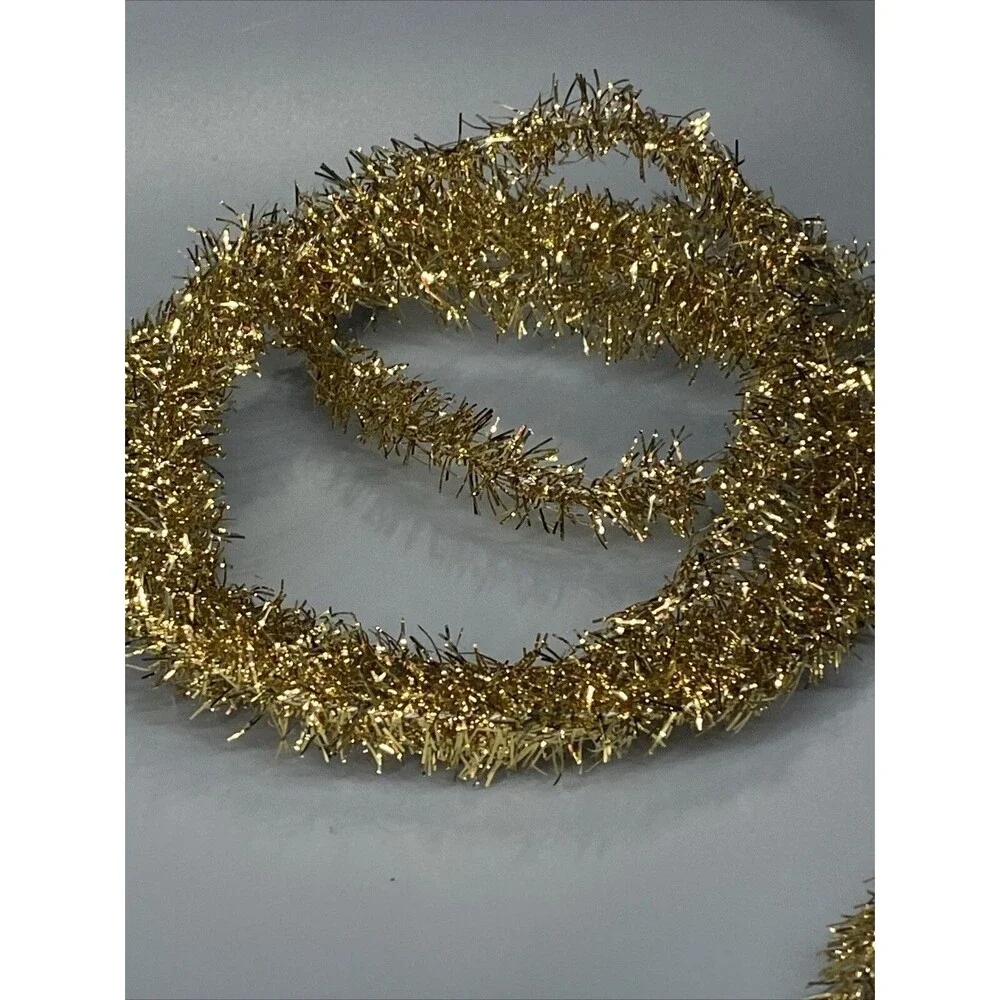 Christmas Feather Tree Tinsel Garland Strand 6' Gold Holiday Tree